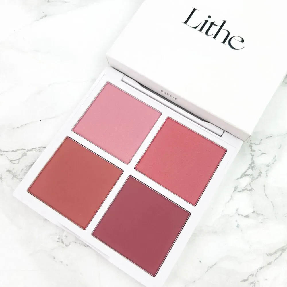 NIB Lithe Sunset Matte 4-Tone Blush Palette & Essential Face Brush Bundle
